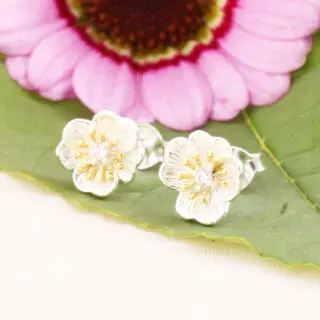 Gold Plated Flower Stud Earrings 