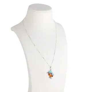 Kingfisher Pendant Baltic Amber and Turquoise