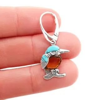 Sterling Silver 925 Kingfisher Earrings