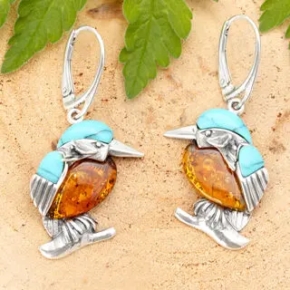Baltic Amber Large Kingfisher Earrings