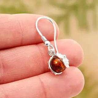 30mm Drop Horse Chestnut Baltic Amber Earrings