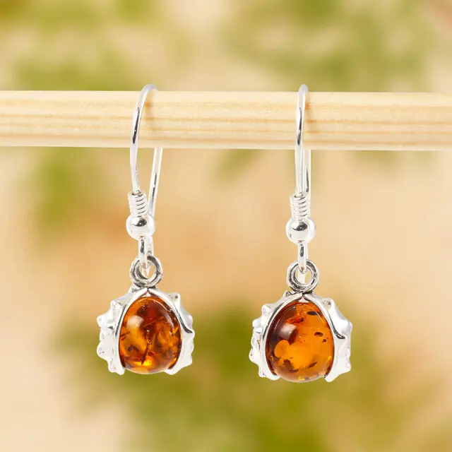 Baltic Amber Conker Horse Chestnut Drop Earrings