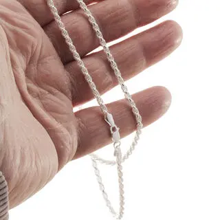 Solid 925 Sterling Silver Diamond Cut 2.9mm Rope Chain