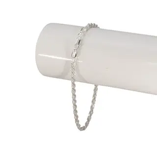 Diamond Cut Solid 925 Sterling Silver Rope Bracelet