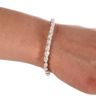 Diamond Cut 925 Solid Sterling Silver Rope Bracelet