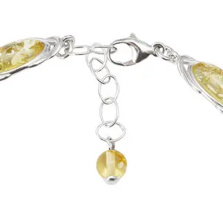 Adjustable Lemon Baltic Amber Celtic Knot Bracelet 925 Sterling Silver