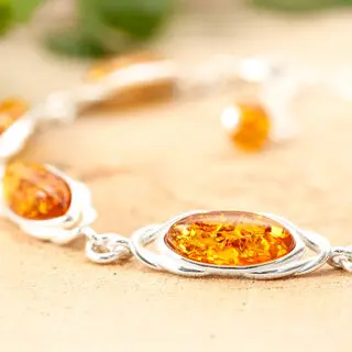 925 Sterling Silver Celtic Knot Bracelet Honey Baltic Amber