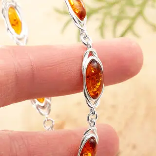 Adjustable Honey Baltic Amber Celtic Knot Bracelet 925 Sterling Silver