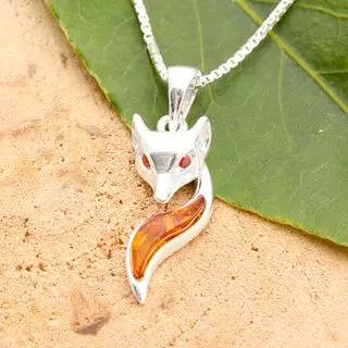 925 Sterling Silver Fox Pendant