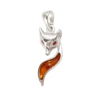 Crystal Eyes and Baltic Amber Fox Pendant