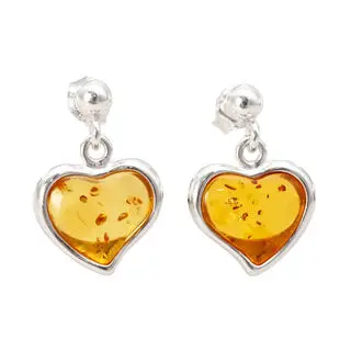 925 Sterling Silver Heart Dangle Earrings 