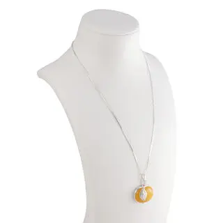 925 Sterling Silver Butterscotch Yellow Baltic Amber Apple Pendant