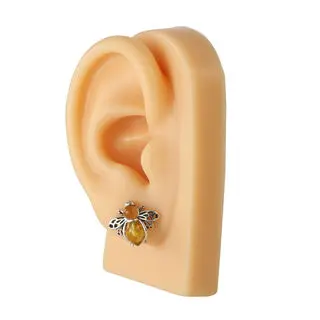 Little Lemon Baltic Amber Bee Stud Earrings