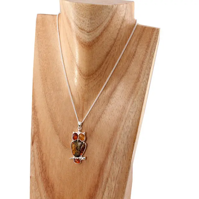 Large Multi Coloured Baltic Amber Owl Pendant