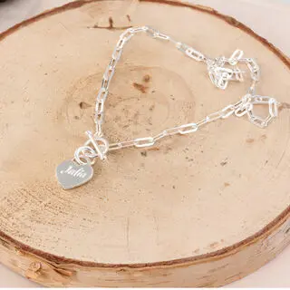 Engravable 925 Sterling Silver T-Bar Necklace