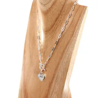Personalised Sterling Silver T-bar Necklace With Heart 