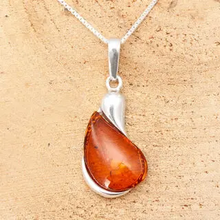 Baltic Honey Amber Droplet Pendant