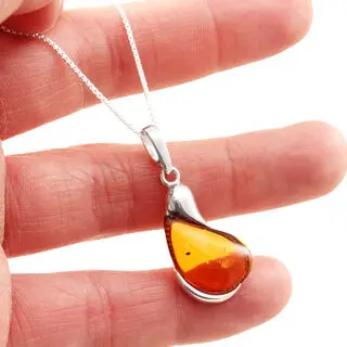 Honey Baltic Amber Droplet Pendant