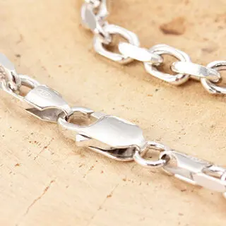 Rhodium Plated Sterling Silver Men's Chain