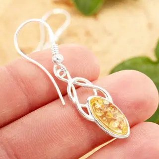 Celtic Knot Drop Earrings Lemon Baltic Amber