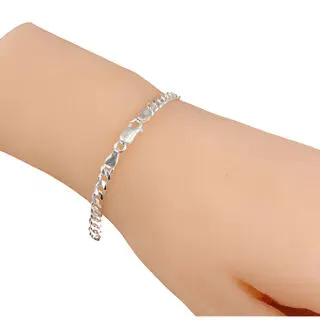 Diamond Cut 925 Solid Sterling Silver Curb Bracelet