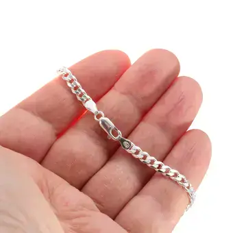 4.3mm Width 925 Solid Sterling Silver Curb Bracelet