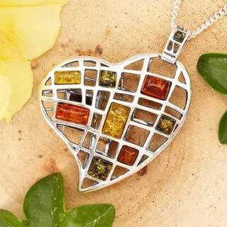 Extra Large Baltic Amber Heart Pendant