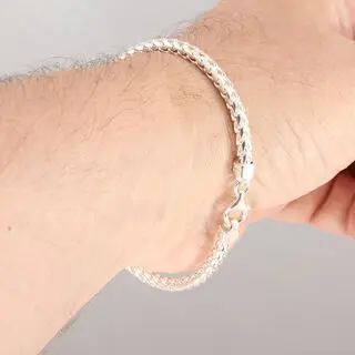 Men's 3.7mm Franco Sterling Silver Bracelet