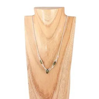 Triple Set Green Baltic Amber 925 Sterling Silver Necklace