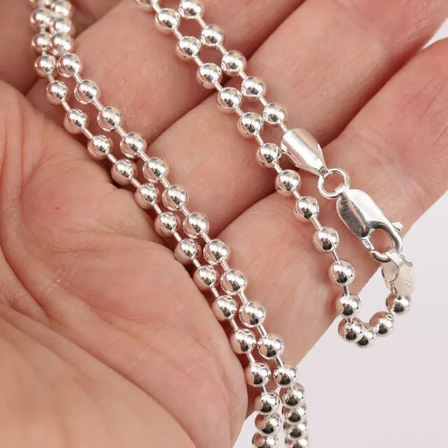 Men's 925 Sterling Silver 4mm Bead Chain