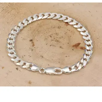 7.5mm Wide 925 Solid Sterling Silver Curb Bracelet