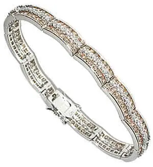 Triple Row Champagne Bracelet - Rhodium Plated - 20 gram weight