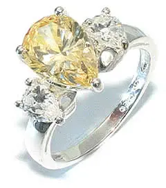 Silver Lemon Peardrop Ring -  Sizes L, M, O, S