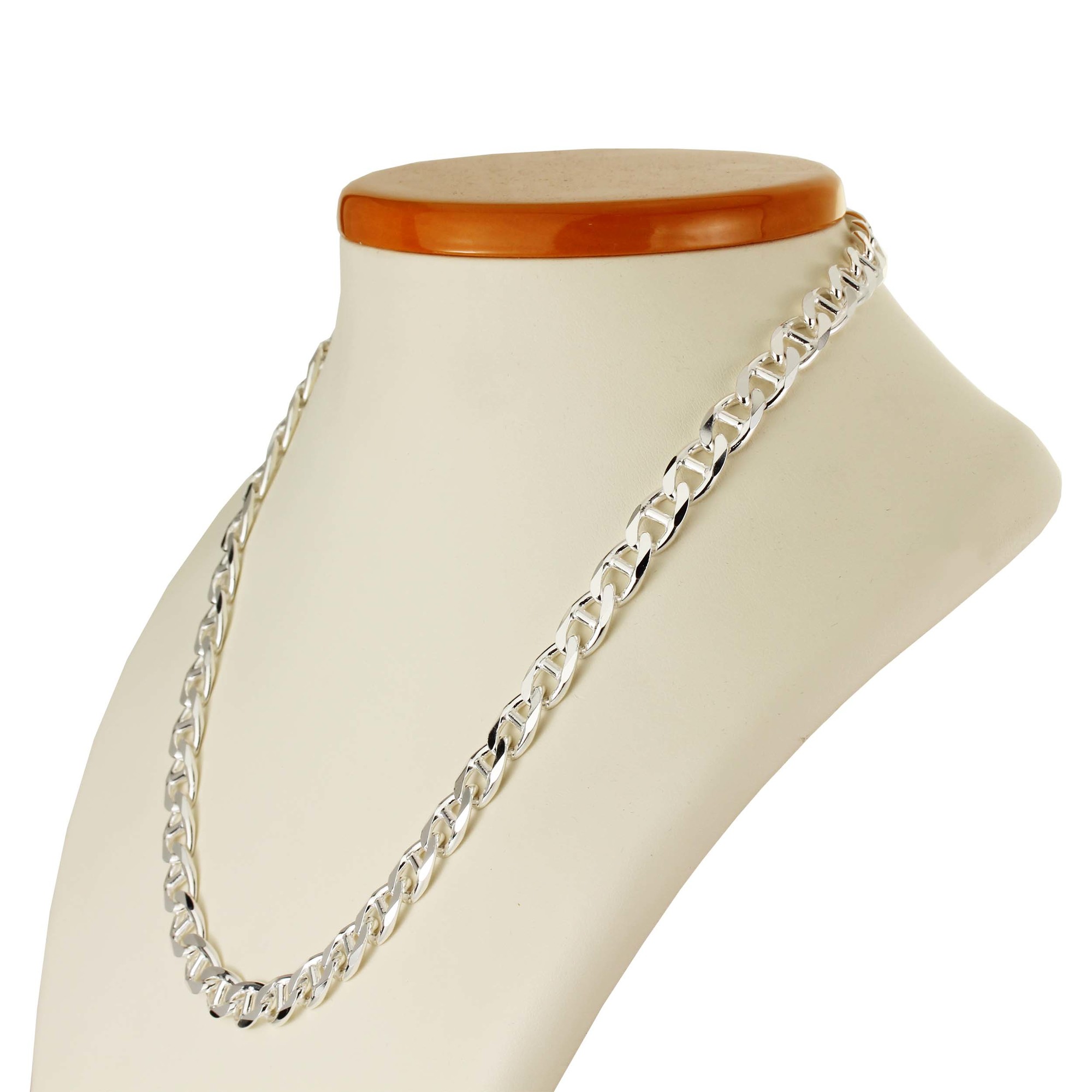 Mens Solid Sterling Silver Anchor Curb 