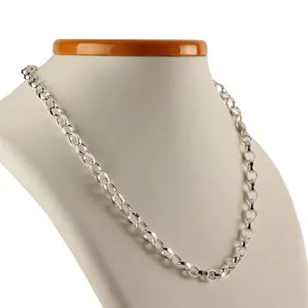 Solid Sterling Silver Diamond Cut Oval Belcher Chain