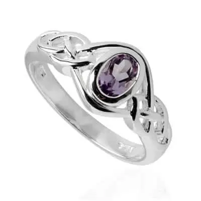 Sterling Silver Amethyst Celtic Ring