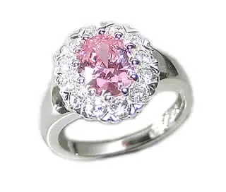 Silver Pink Ice Cluster Ring