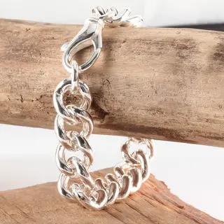 Heavyweight Men's Sterling Silver Curb Link Bracelet