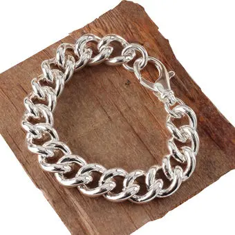 15mm Width Heavy Handmade Solid Sterling Silver Curb Bracelet