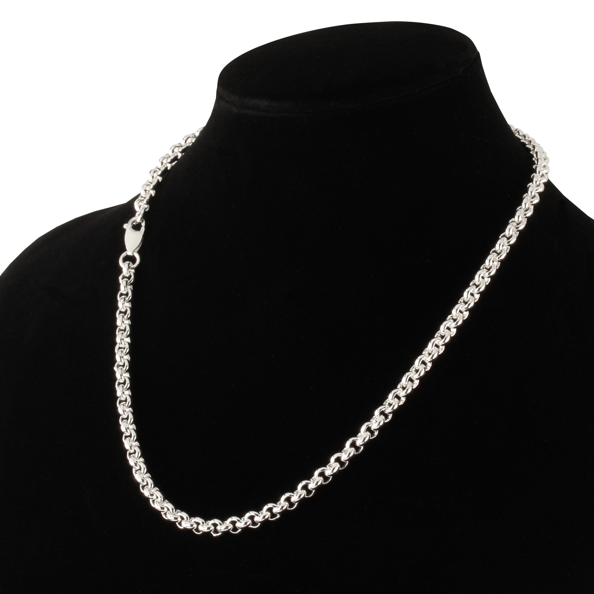 Medium Gauge 5.10mm Diameter Silver Belcher Chain Necklace