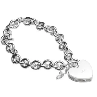 Solid Sterling Silver Padlock Charm Bracelet 