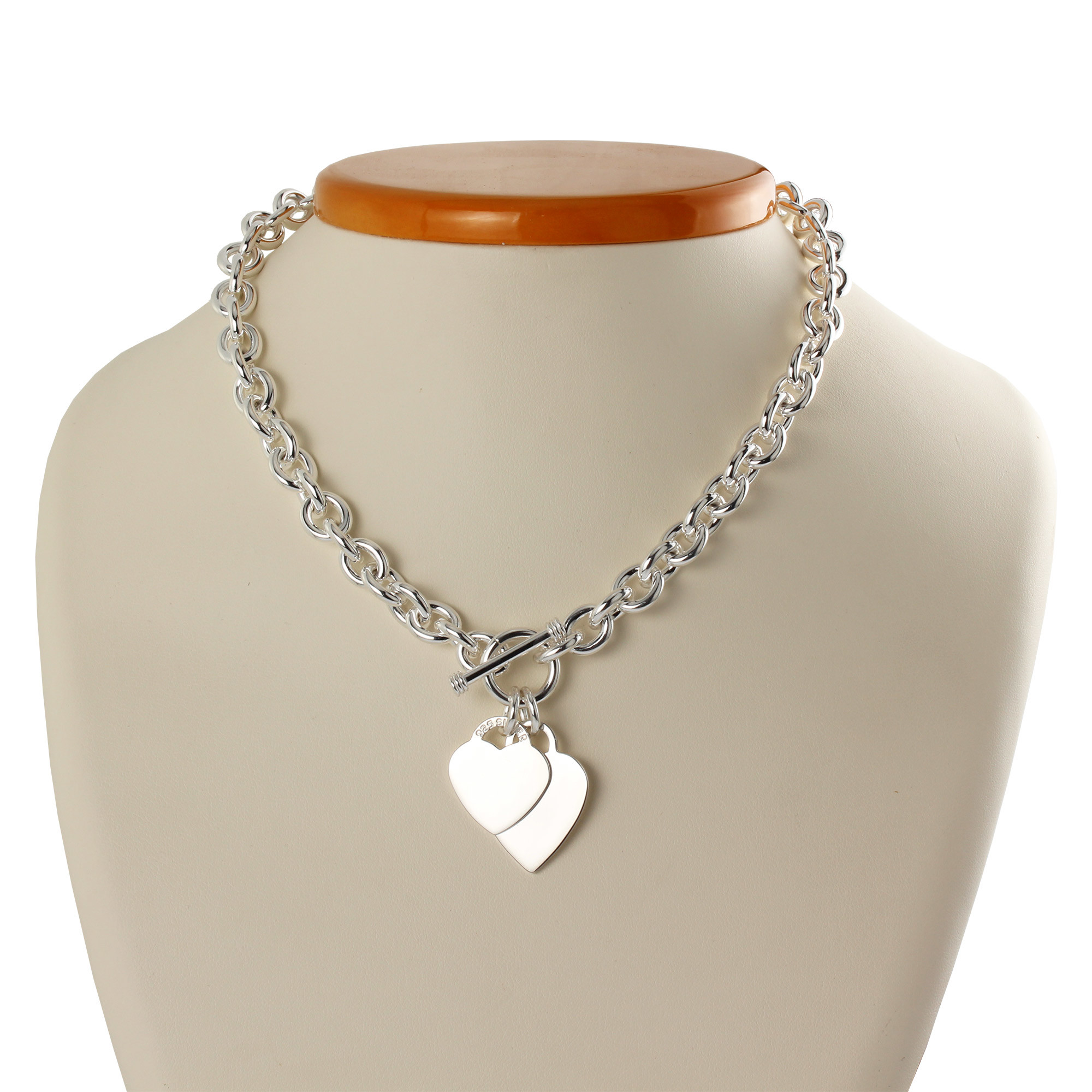 ROBERTS T Bar Necklace Sterling Silver Chain 2cm Albert Pendant (16) :  Amazon.co.uk: Fashion