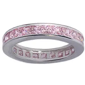 Sterling Silver Pink Ice Full Eternity Ring