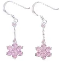 Pink Flower Drop Earrings