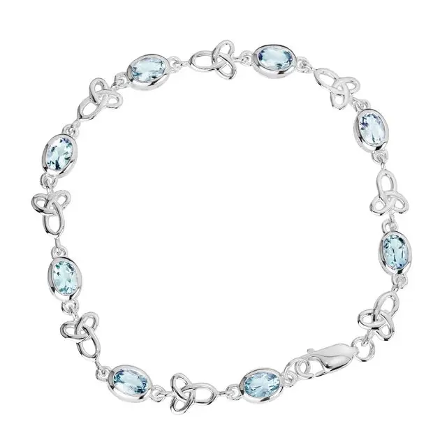 Sterling Silver Blue Topaz Celtic Bracelet