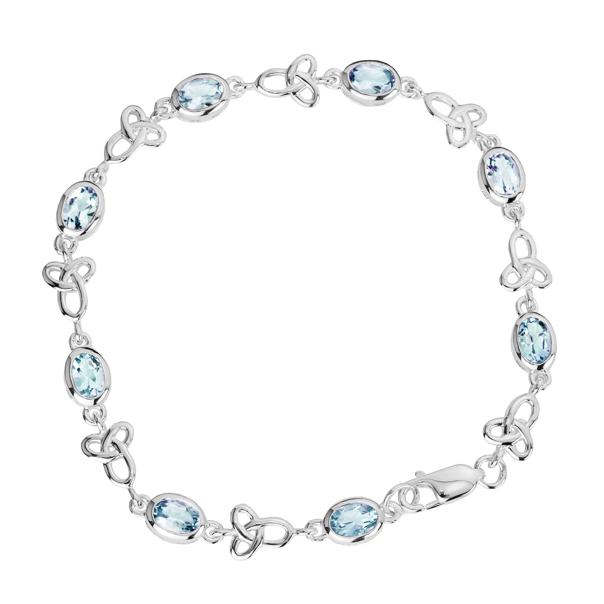 Silver Blue Topaz Celtic Bracelet 