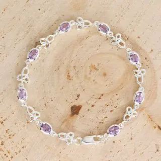 Amethyst Sterling Silver Celtic Bracelet