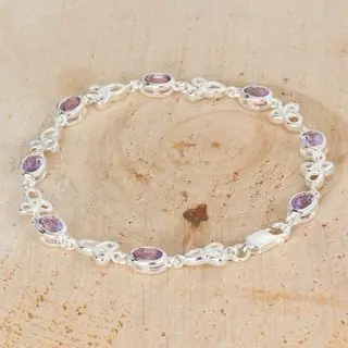 Sterling Silver Amethyst Gemstone Bracelet