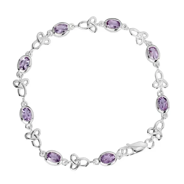 Sterling Silver Amethyst Celtic Bracelet 