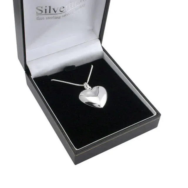 Silver Puffed Heart Pendant - Highly polished sterling silver puffed heart 